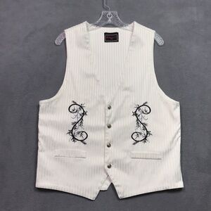 Vintage Patroncito Vest Waistcoat White Striped Bling Womens S/M